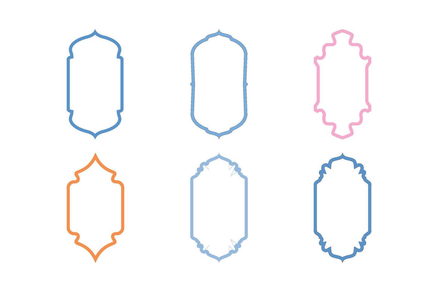 Islamic Vertical Frame Design Thin Line silhouettes Design pictogram symbol visual illustration Colerful vector