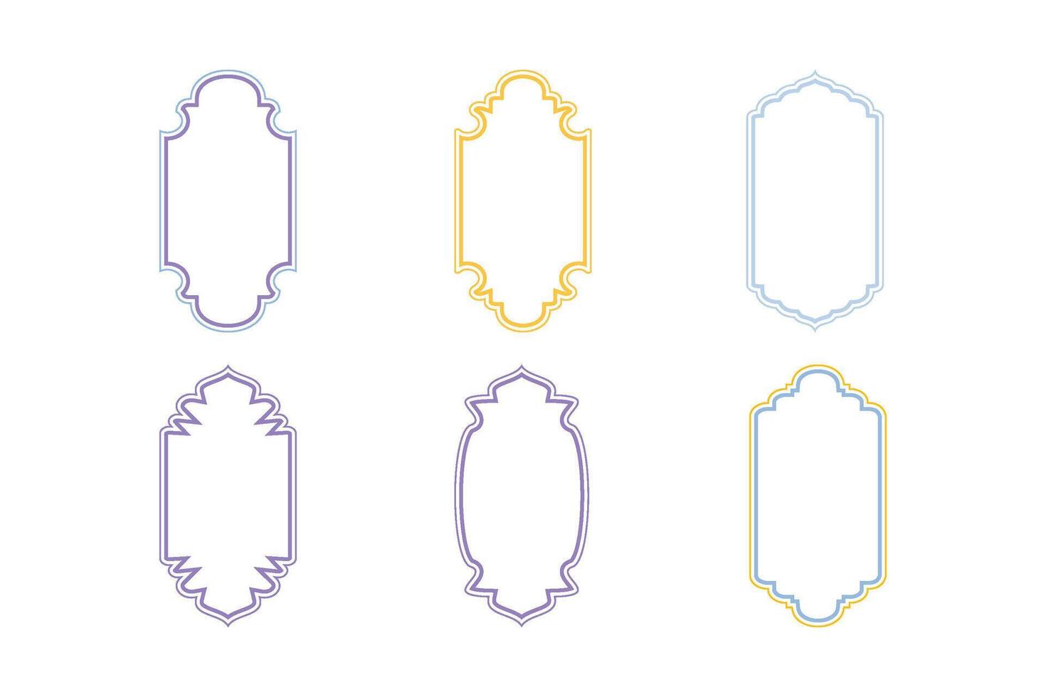 Islamic Vertical Frame Design double lines Outline Linear Colerful silhouettes Design pictogram symbol visual illustration vector