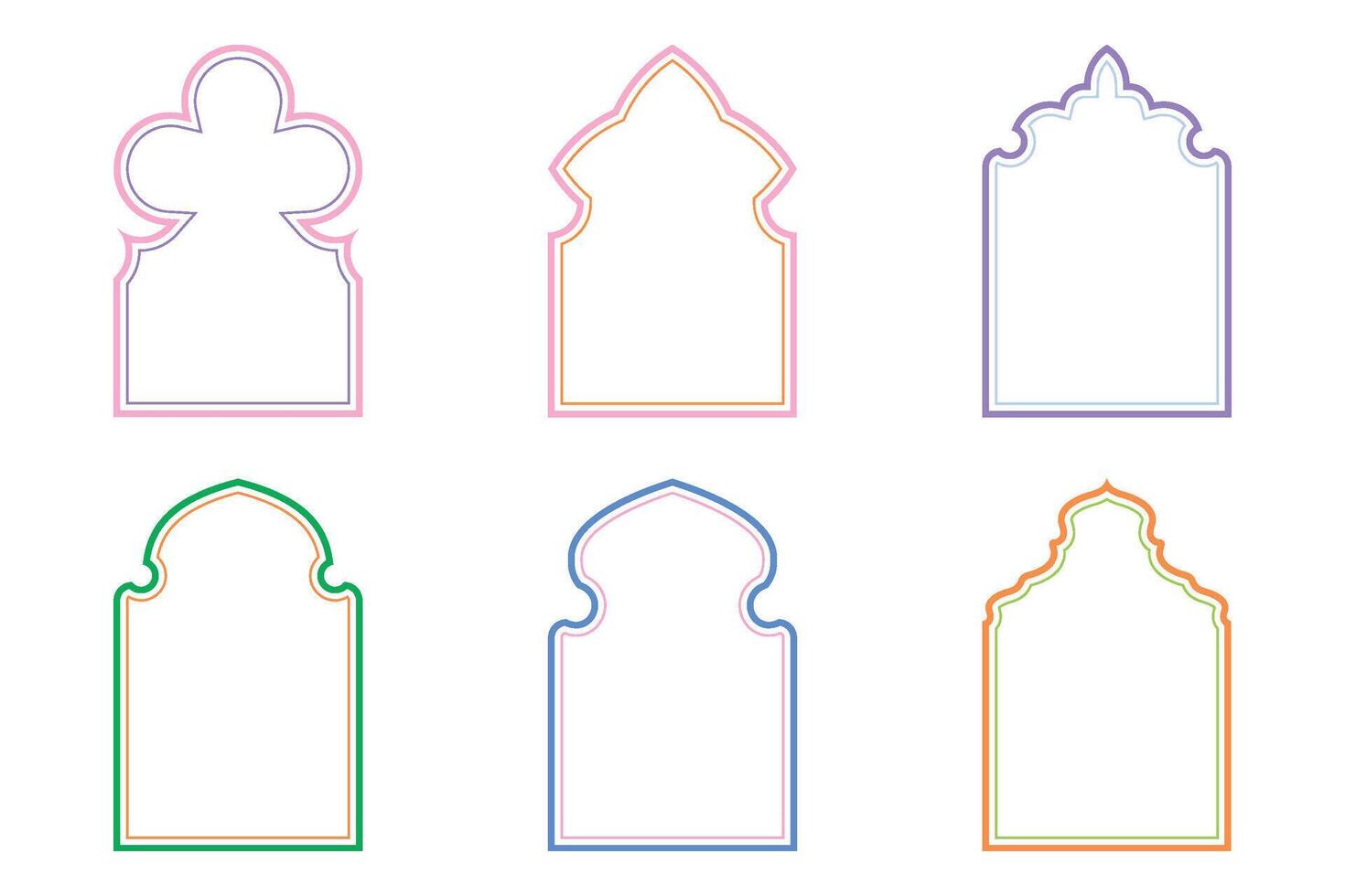 Islamic Arch Design dubble Line stroke silhouettes Design pictogram symbol visual illustration colerful vector