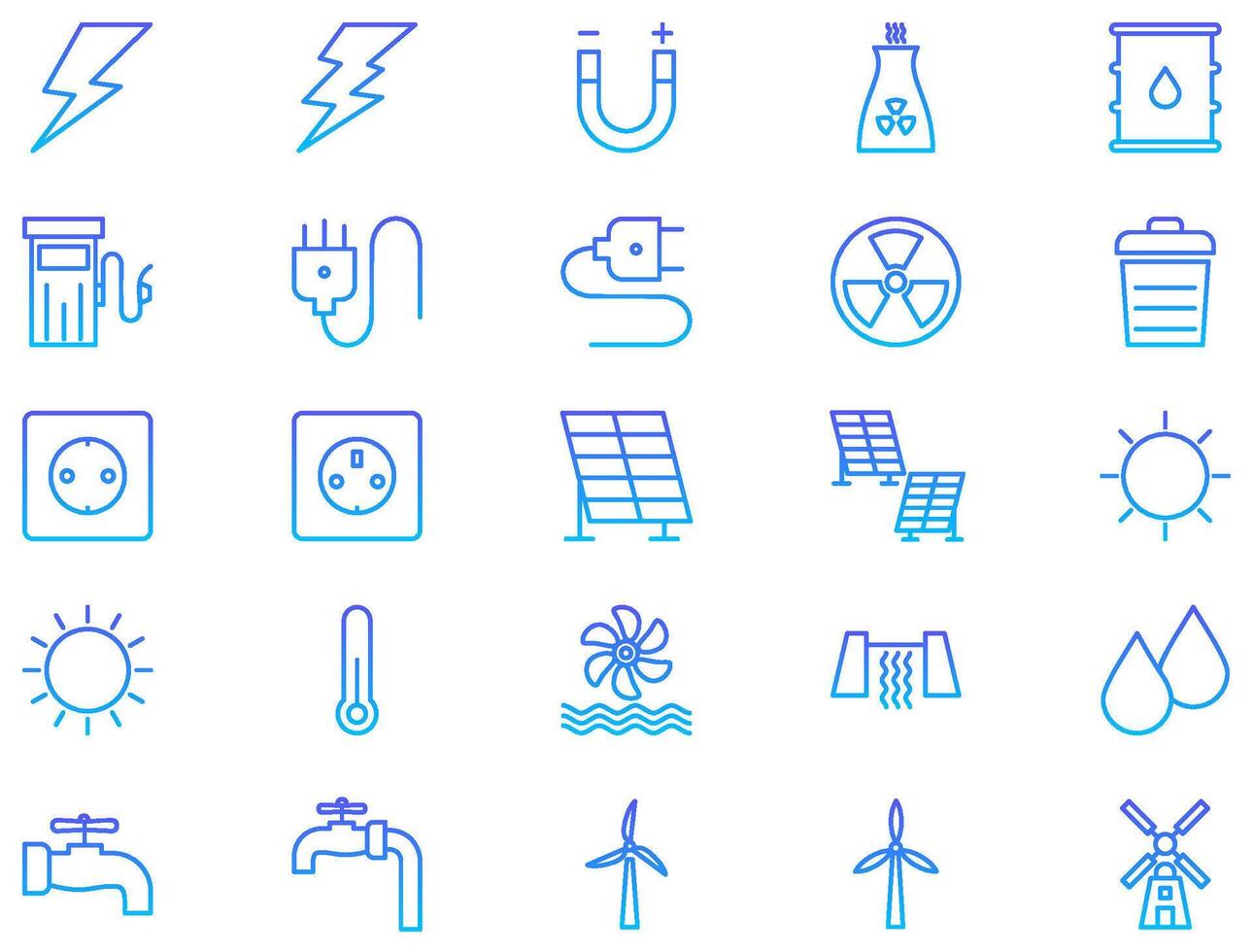 Energy Line Gradient Icon pictogram symbol visual illustration Set vector