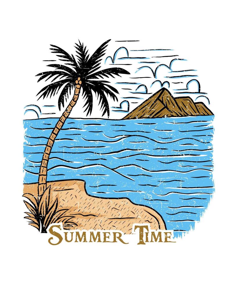 verano hora aventuras amante t camisa diseño ilustración vector