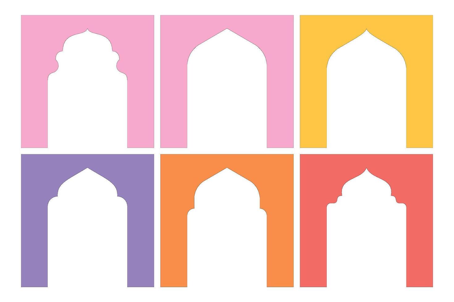 Islamic Arch Design Glyph Inverted Colerful Filled silhouettes Design pictogram symbol visual illustration vector