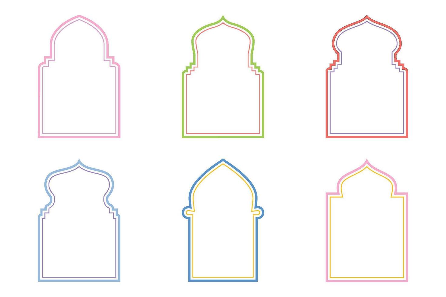 Islamic Arch Design dubble Line stroke silhouettes Design pictogram symbol visual illustration colerful vector