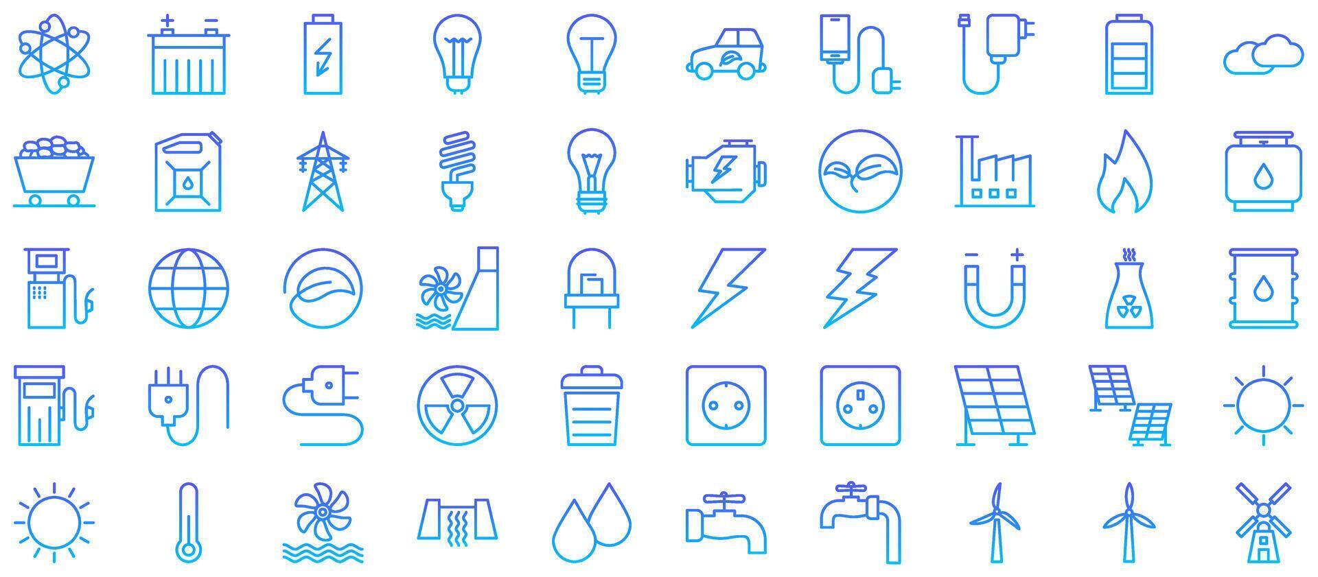Energy Line Gradient Icon pictogram symbol visual illustration Set vector