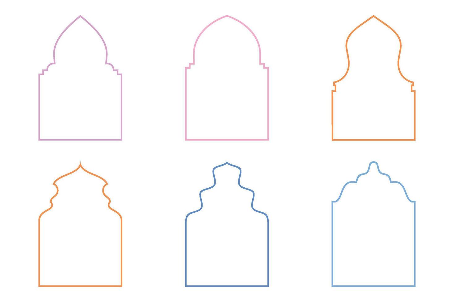 Islamic Arch Design Thin Line silhouettes Design pictogram symbol visual illustration colerful vector