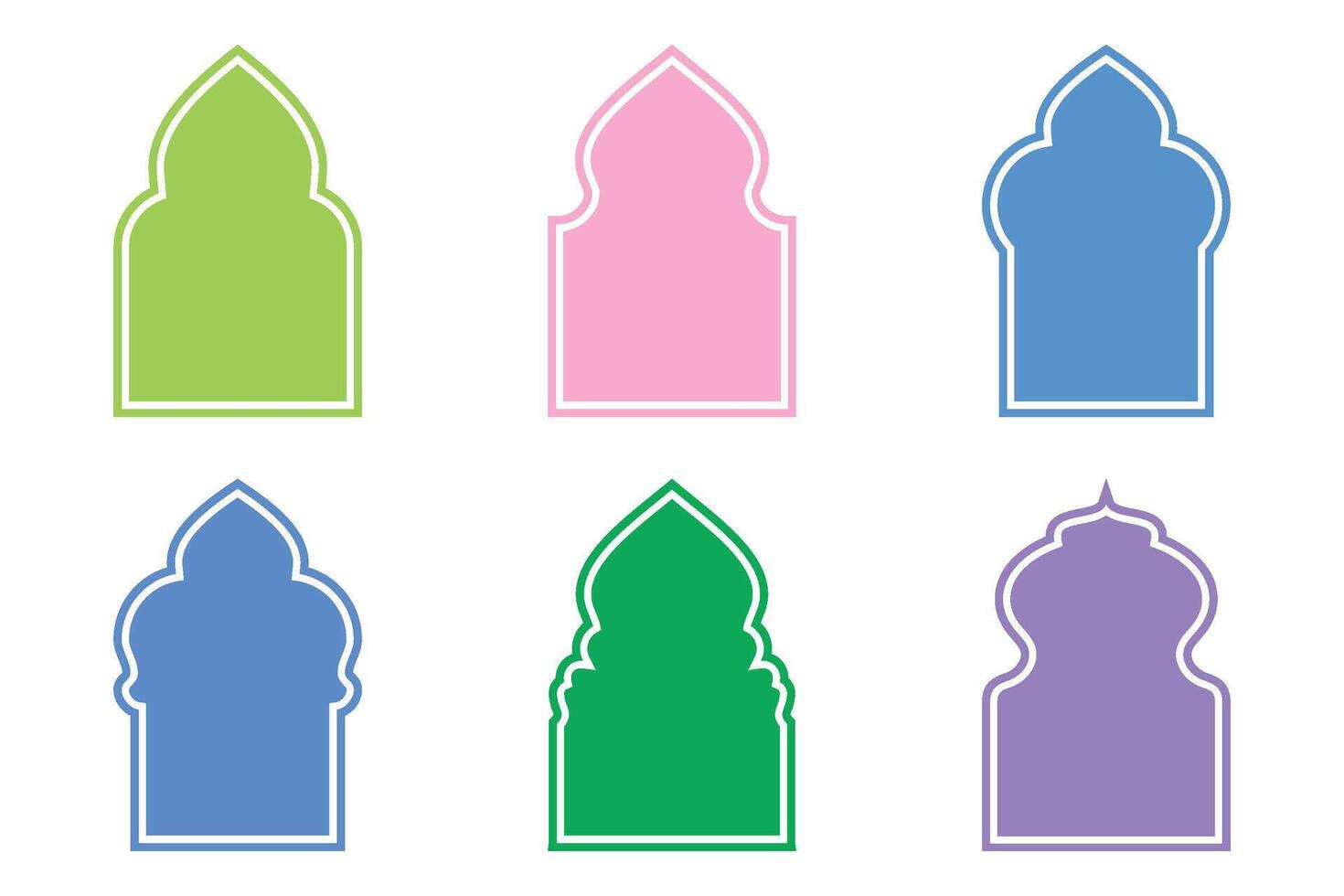 Islamic Arch Design Glyph with outline colerful Filled silhouettes Design pictogram symbol visual illustration vector