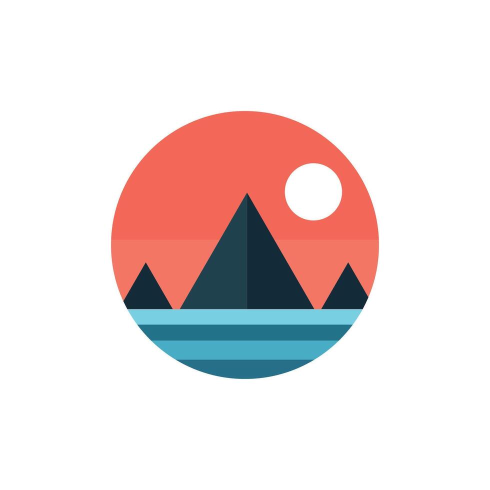 Mountain circle logo flat design template vector