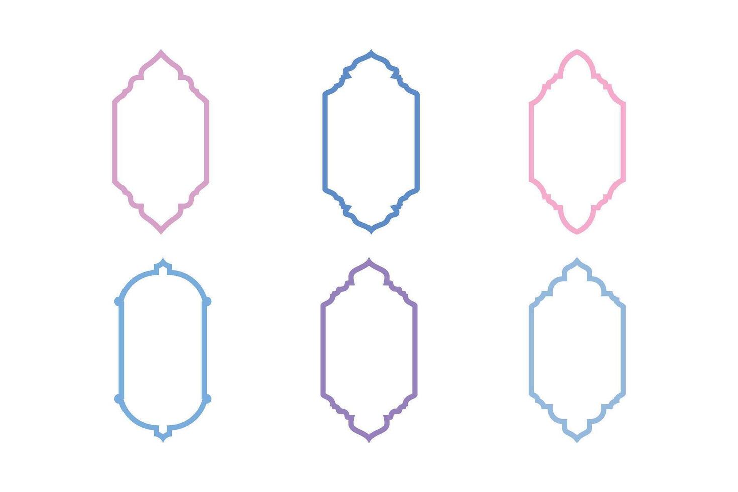 Islamic Vertical Frame Design Thin Line silhouettes Design pictogram symbol visual illustration Colerful vector