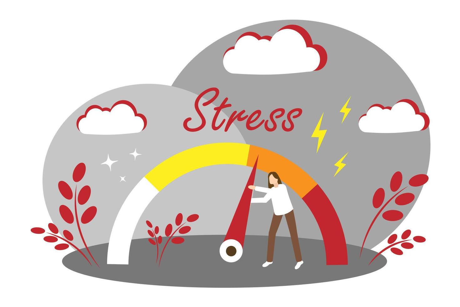 Stress levels. Different moods of a woman. Stressful situation vector