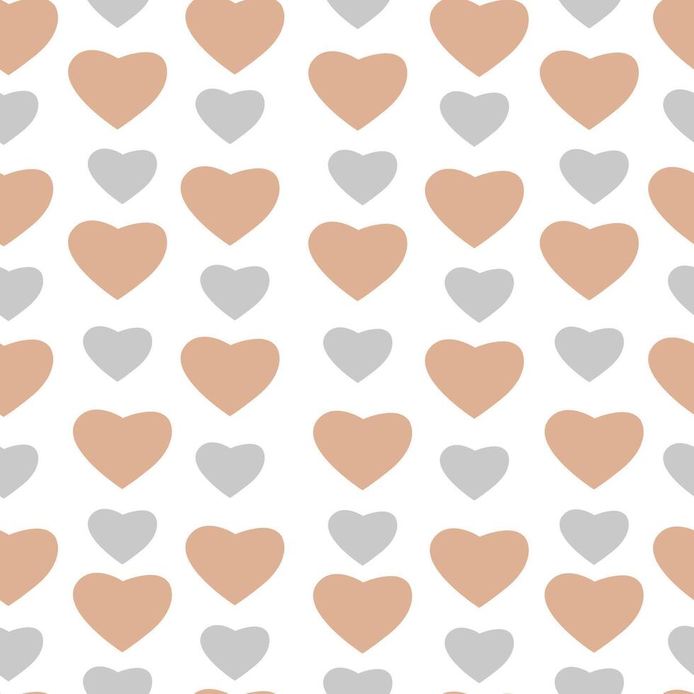 Seamless pattern with beige hearts on white background vector