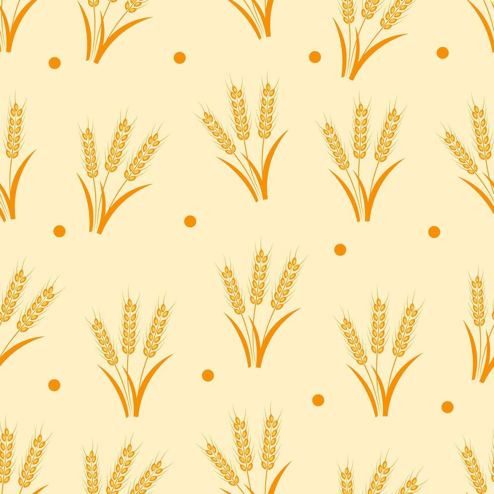 Seamless pattern with ears of wheat. Harvest vector