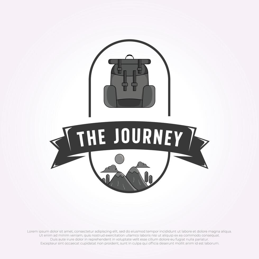 adventure activity logo icon emblem badge. backpack vintage design template vector