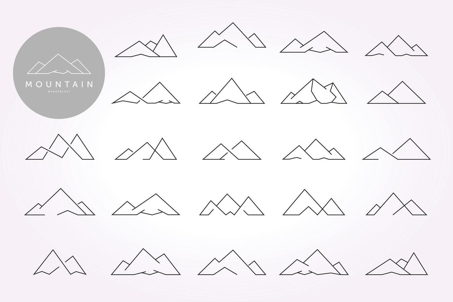 mountain line art icon logo collection set. simple adventure icon illustration vector