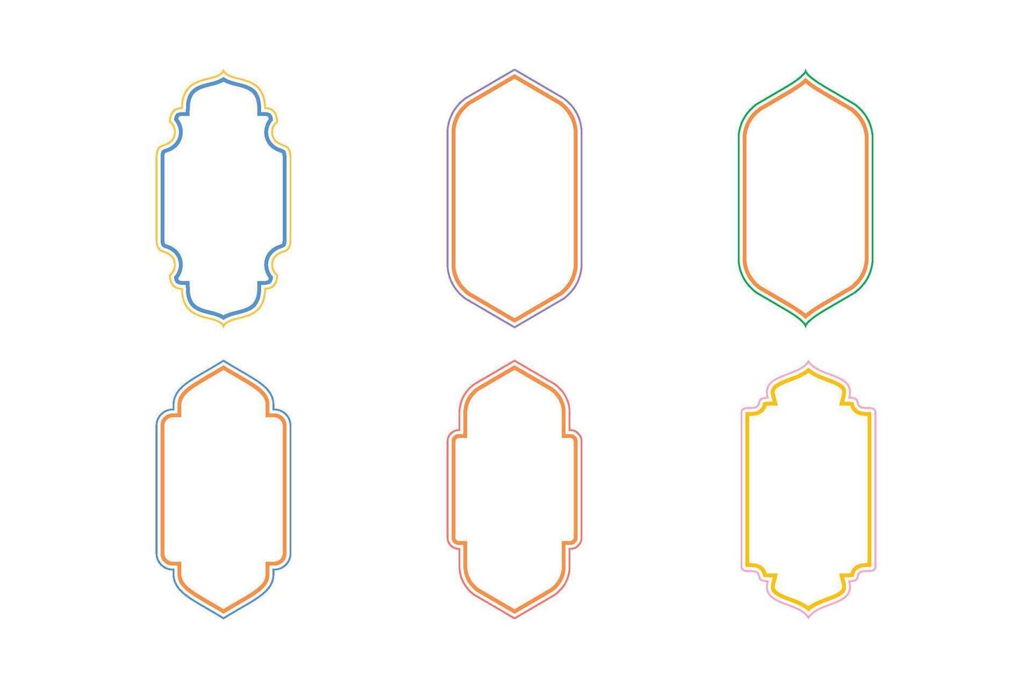 Islamic Vertical Frame Design double lines Outline Linear Colerful silhouettes Design pictogram symbol visual illustration vector