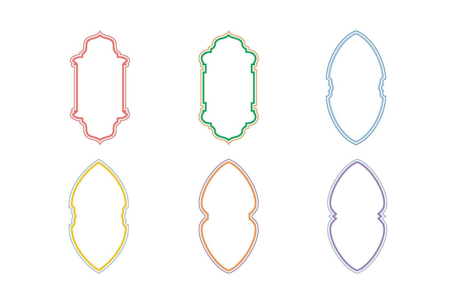 Islamic Vertical Frame Design double lines Outline Linear Colerful silhouettes Design pictogram symbol visual illustration vector
