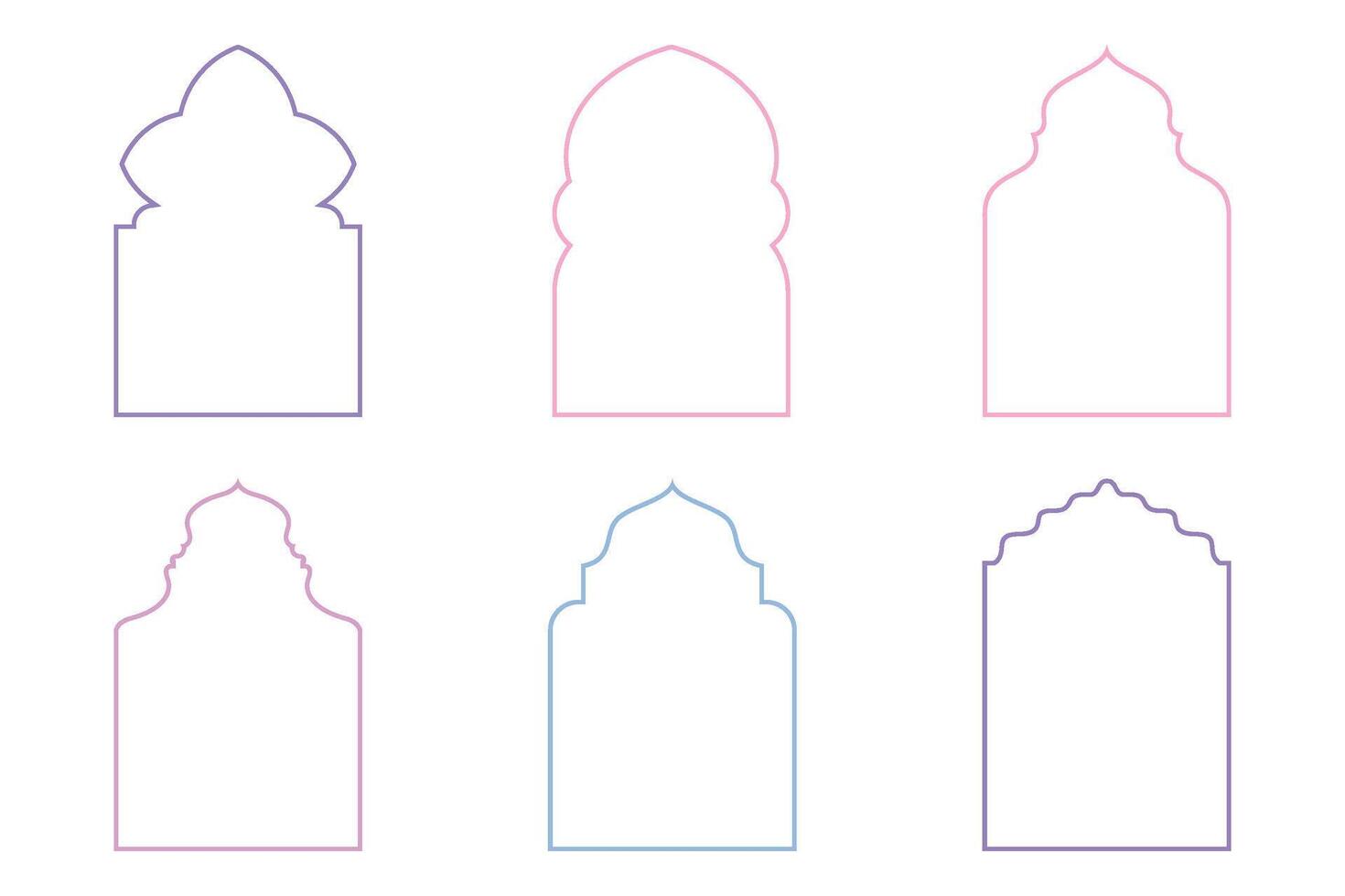 Islamic Arch Design Thin Line silhouettes Design pictogram symbol visual illustration colerful vector