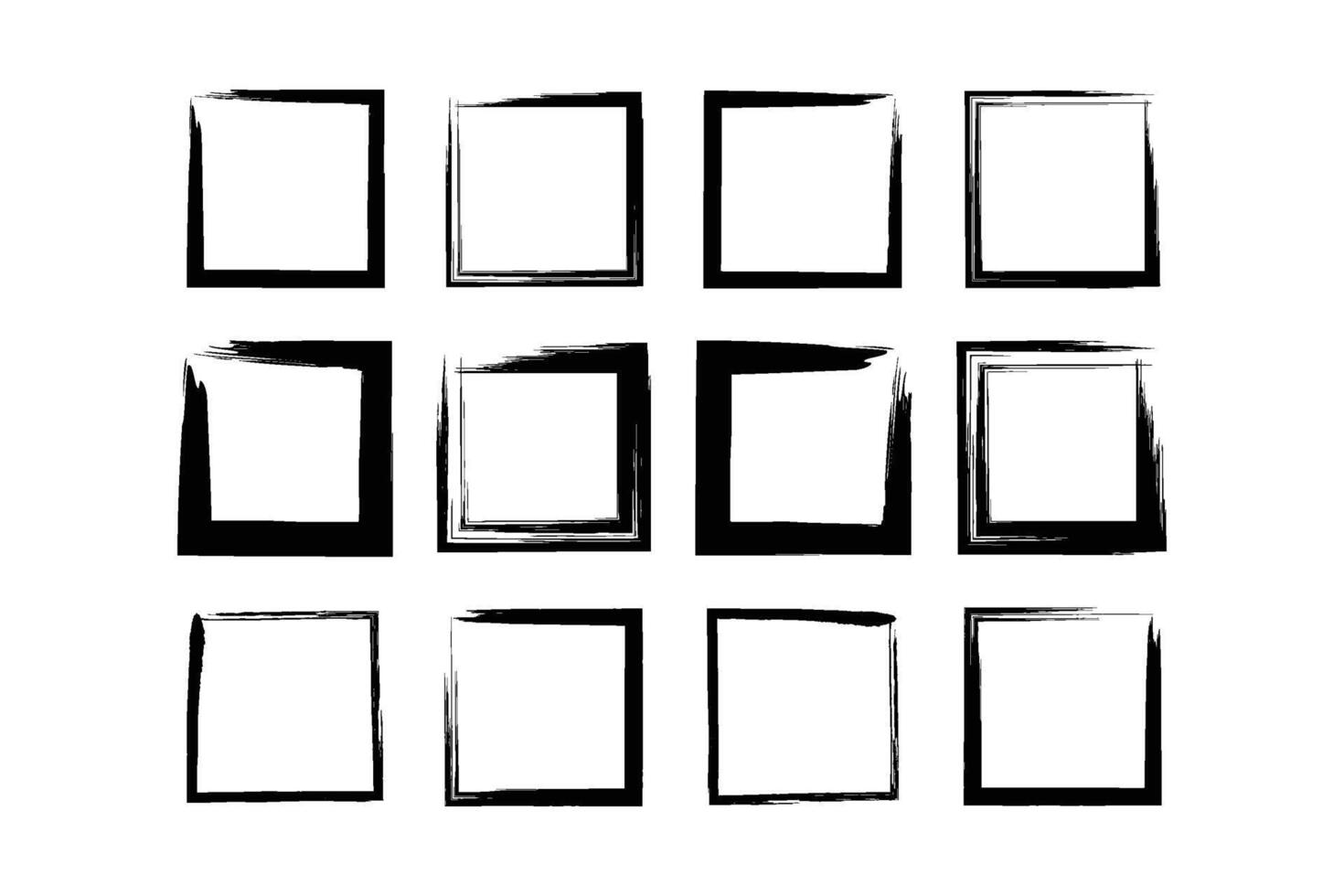 Square Shape Bold Line grunge shape Brush stroke pictogram symbol visual illustration Set vector
