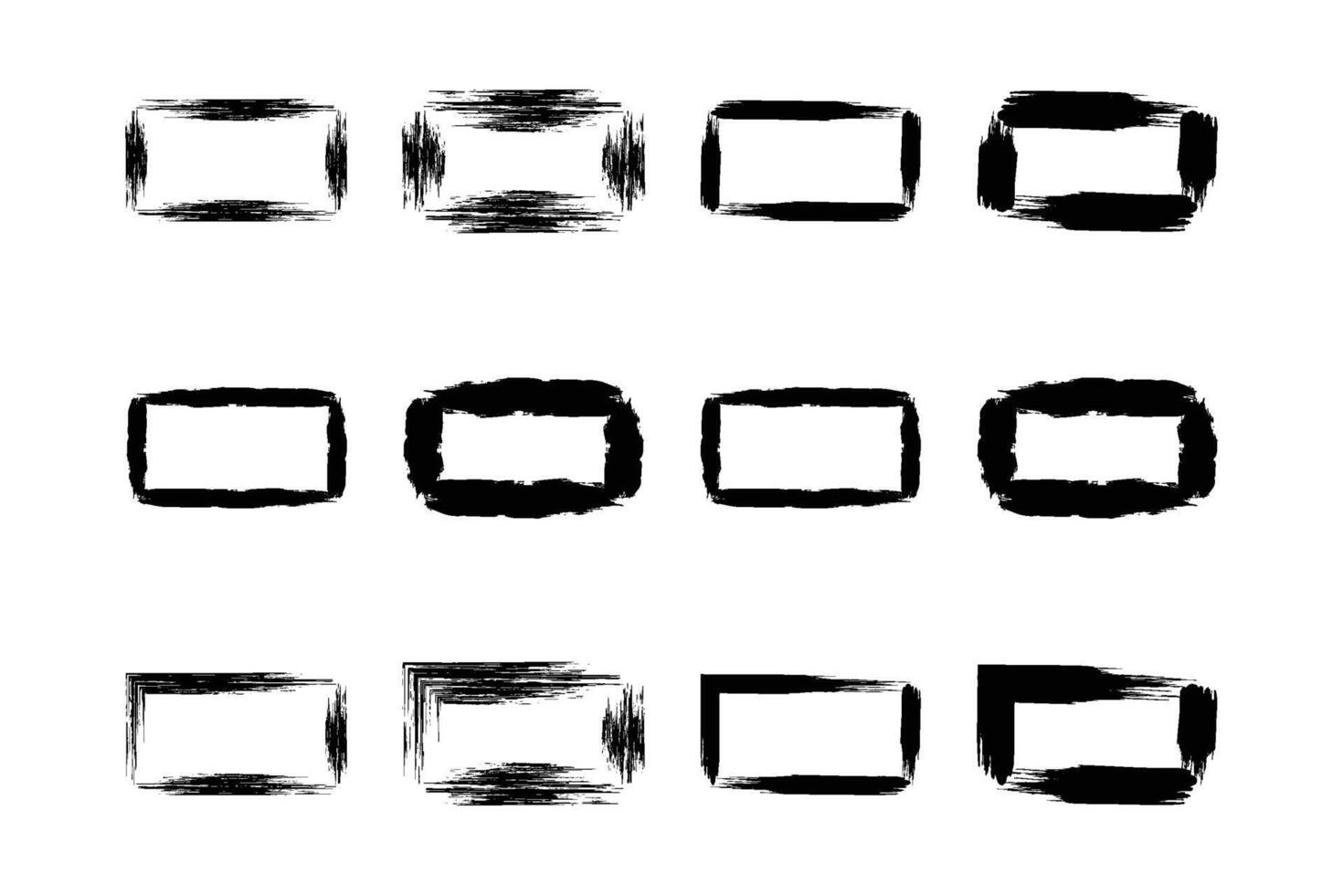 rectángulo forma negrita línea grunge forma cepillo carrera pictograma símbolo visual ilustración conjunto vector