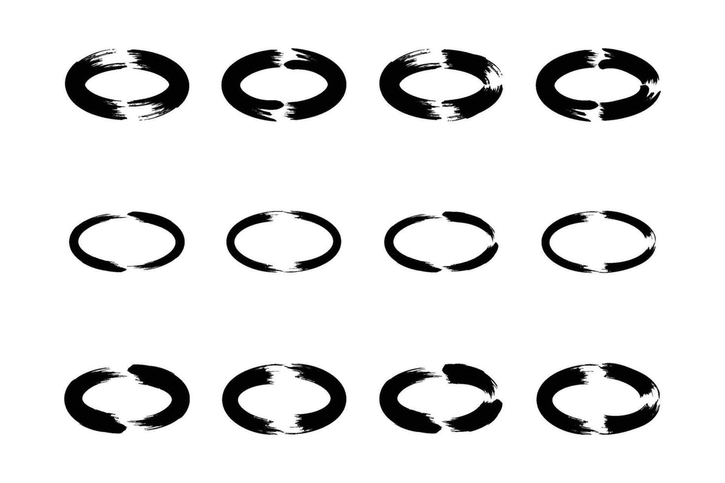 Horizontal circle Shape Bold Brush stroke pictogram symbol visual illustration Set vector