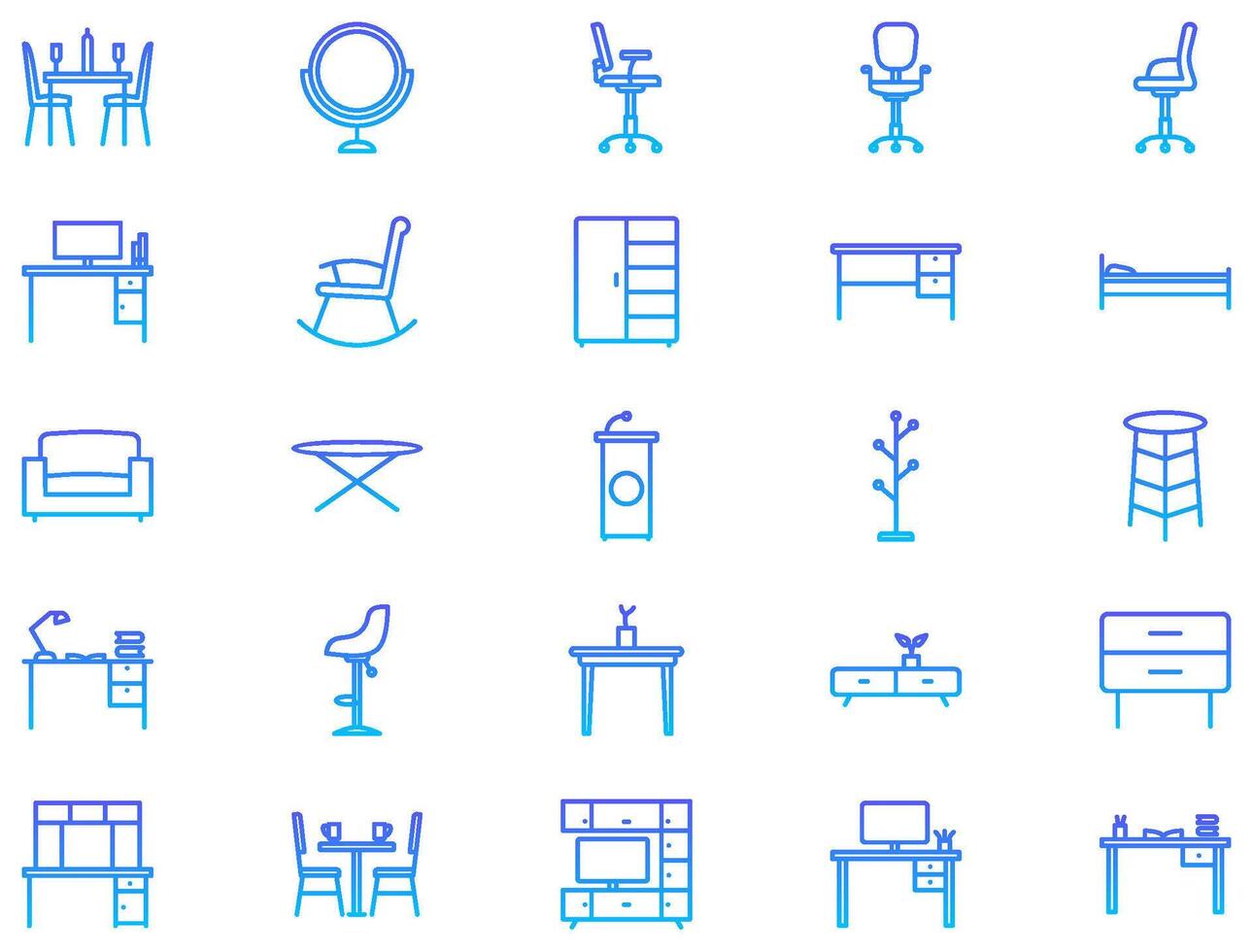 Furniture Line Icon pictogram symbol visual illustration Set vector
