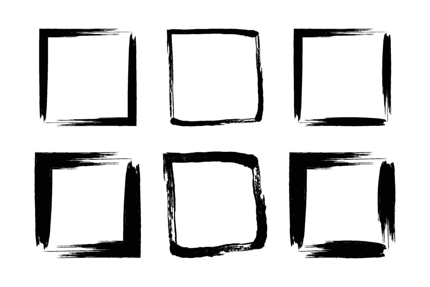 Square Shape Bold Line grunge shape Brush stroke pictogram symbol visual illustration Set vector