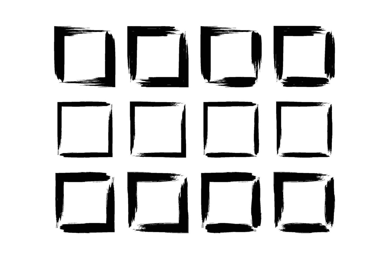 Square Shape Bold Line grunge shape Brush stroke pictogram symbol visual illustration Set vector