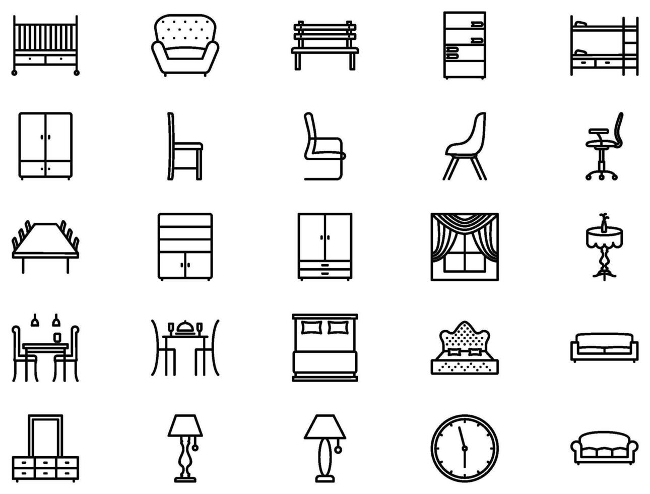 Furniture Line Icon pictogram symbol visual illustration Set vector