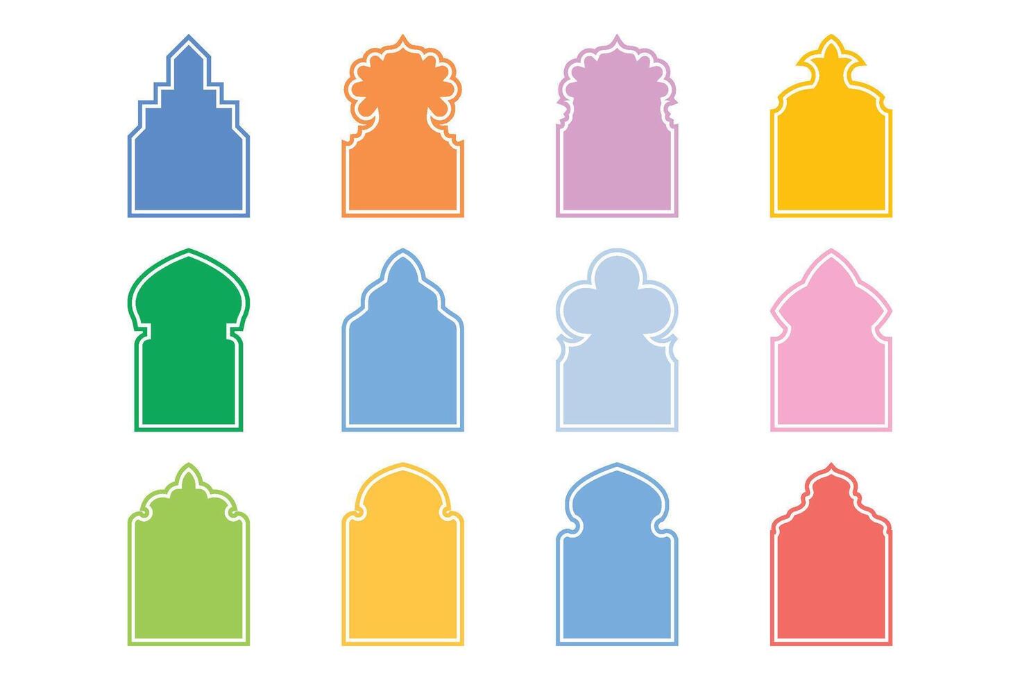 Islamic Arch Design Glyph With Outline Design pictogram symbol visual illustration Colerful vector