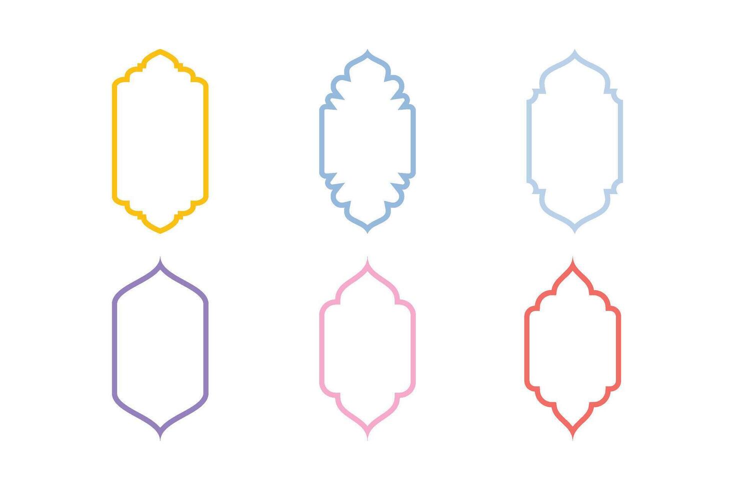 Islamic Vertical Frame Design Thin Line silhouettes Design pictogram symbol visual illustration Colerful vector
