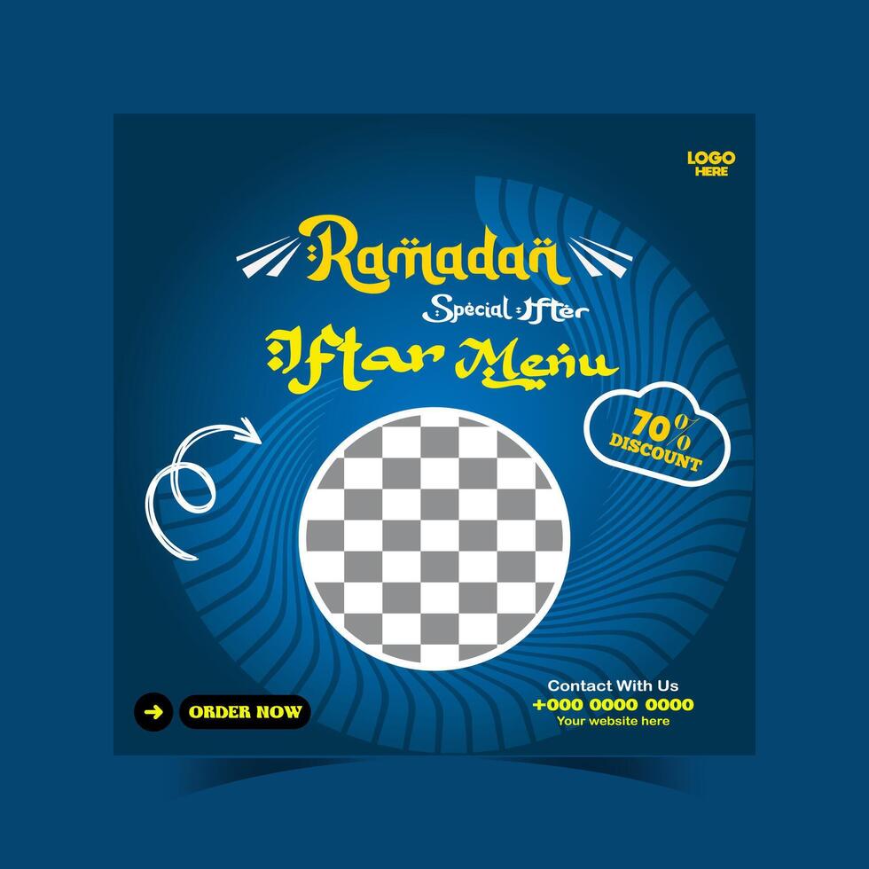 Ramadan iftar menu food post design and social media banner template vector