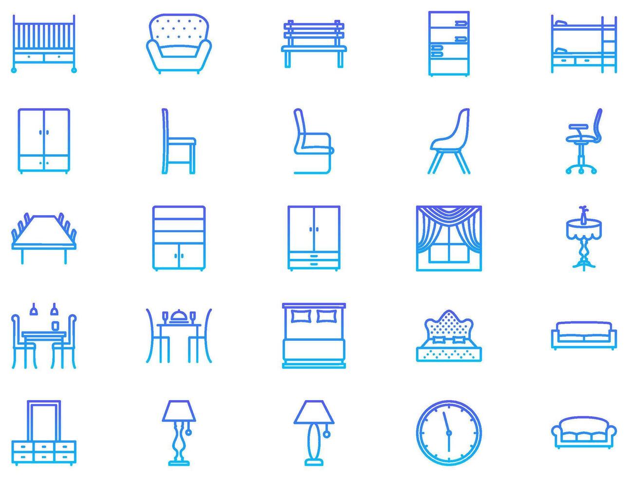 Furniture Line Icon pictogram symbol visual illustration Set vector