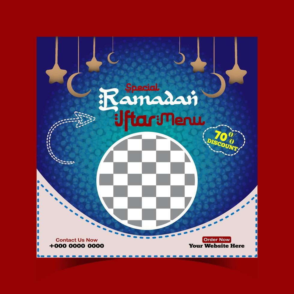 Ramadan iftar menu food post design and social media banner template vector