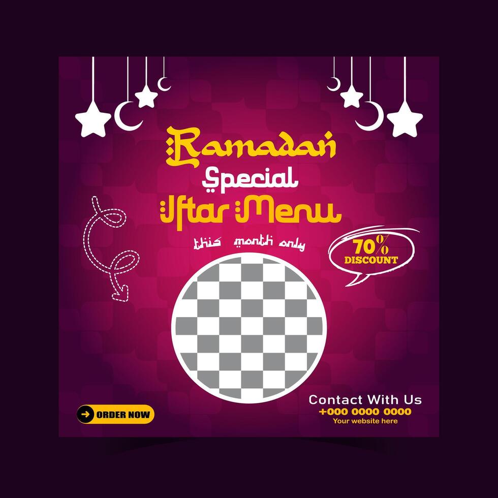 Ramadan iftar menu food post design and social media banner template vector