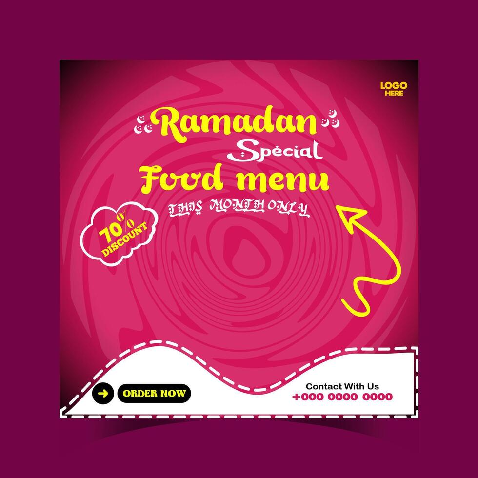 Ramadán iftar menú comida enviar diseño y social medios de comunicación bandera modelo vector