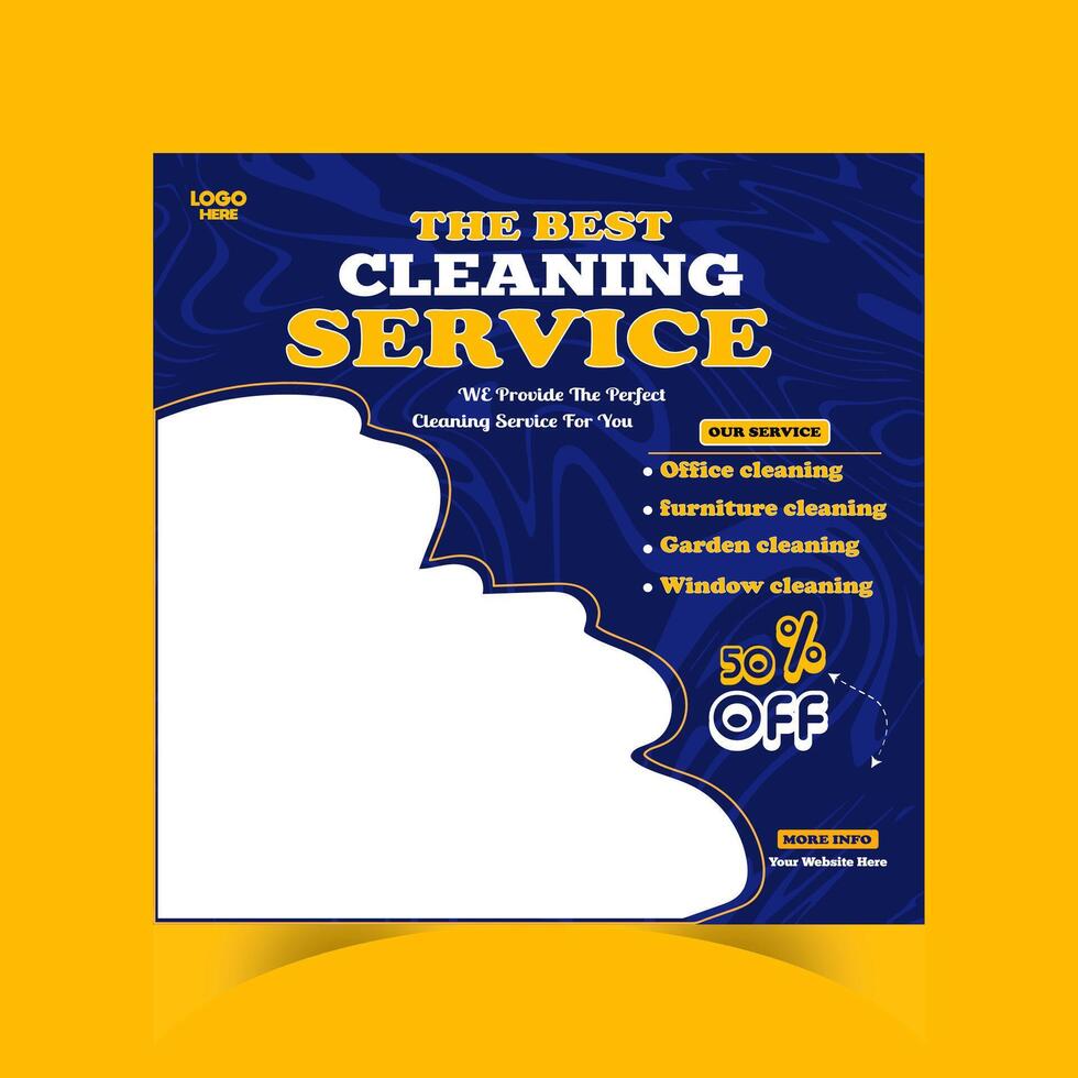 Reliable Cleaning service banner design and square social media post template vector