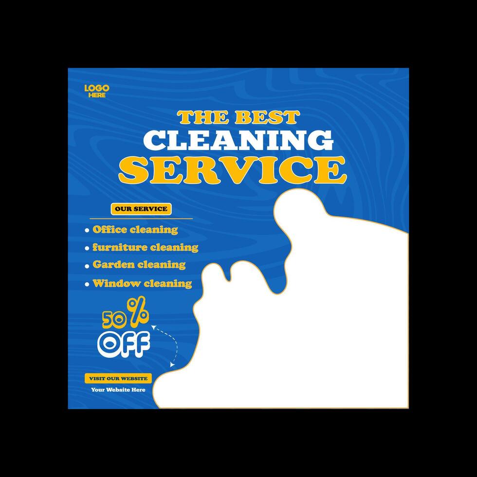 Reliable Cleaning service banner design and square social media post template vector