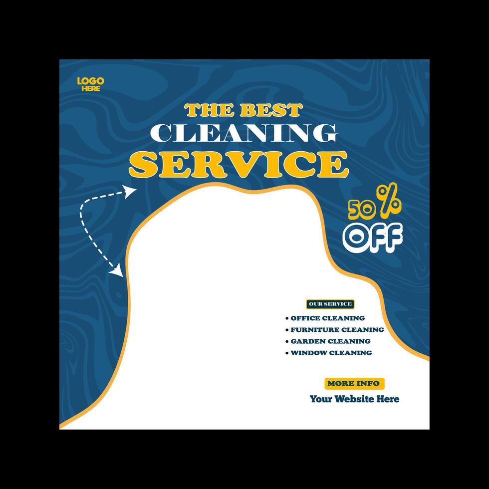 Reliable Cleaning service banner design and square social media post template vector