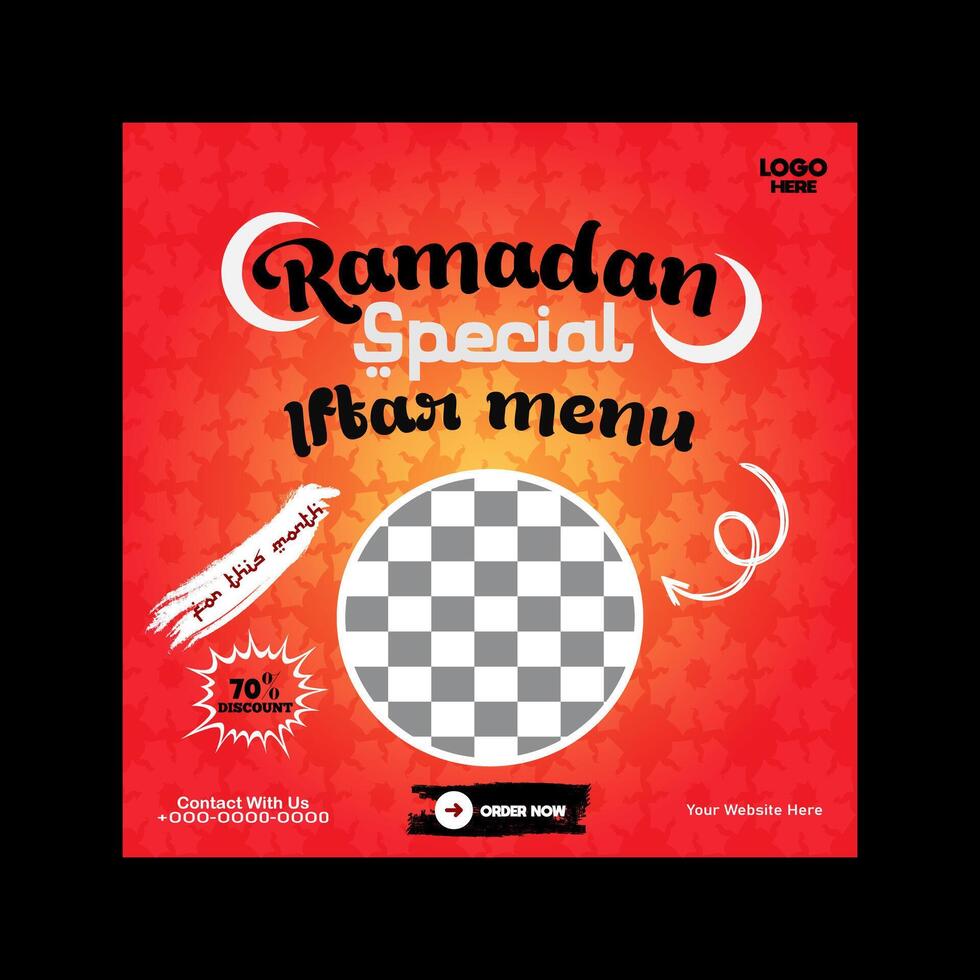 Ramadán iftar menú comida enviar diseño y social medios de comunicación bandera modelo vector