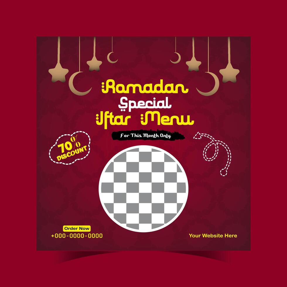 Ramadan iftar menu food post design and social media banner template vector