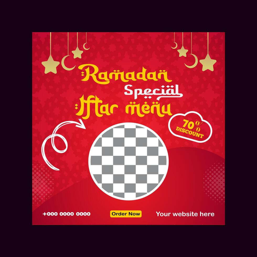 Ramadan iftar menu food post design and social media banner template vector
