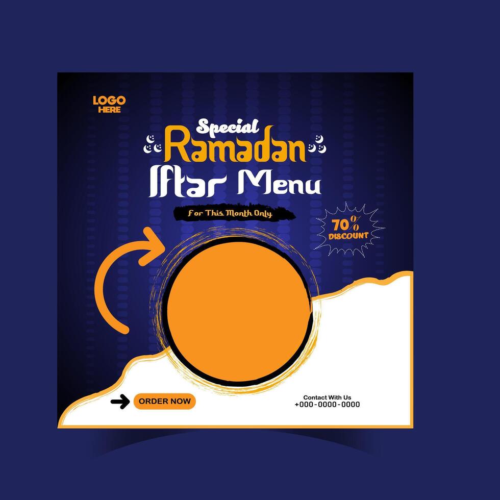 Ramadan iftar menu food post design and social media banner template vector