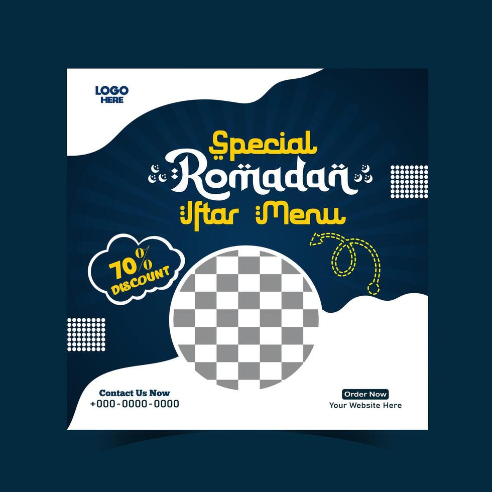 Ramadan iftar menu food post design and social media banner template vector
