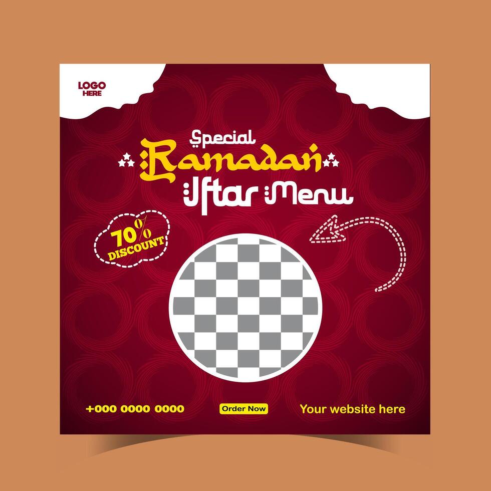 Ramadan iftar menu food post design and social media banner template vector