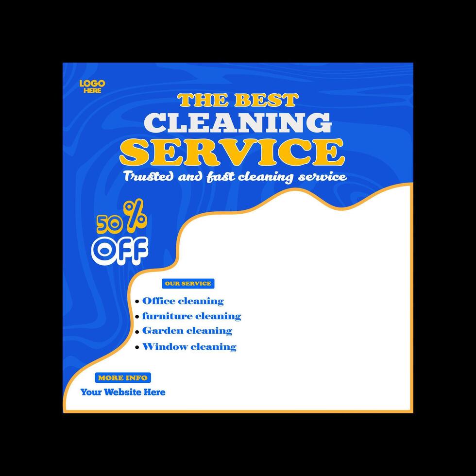 Reliable Cleaning service banner design and square social media post template vector