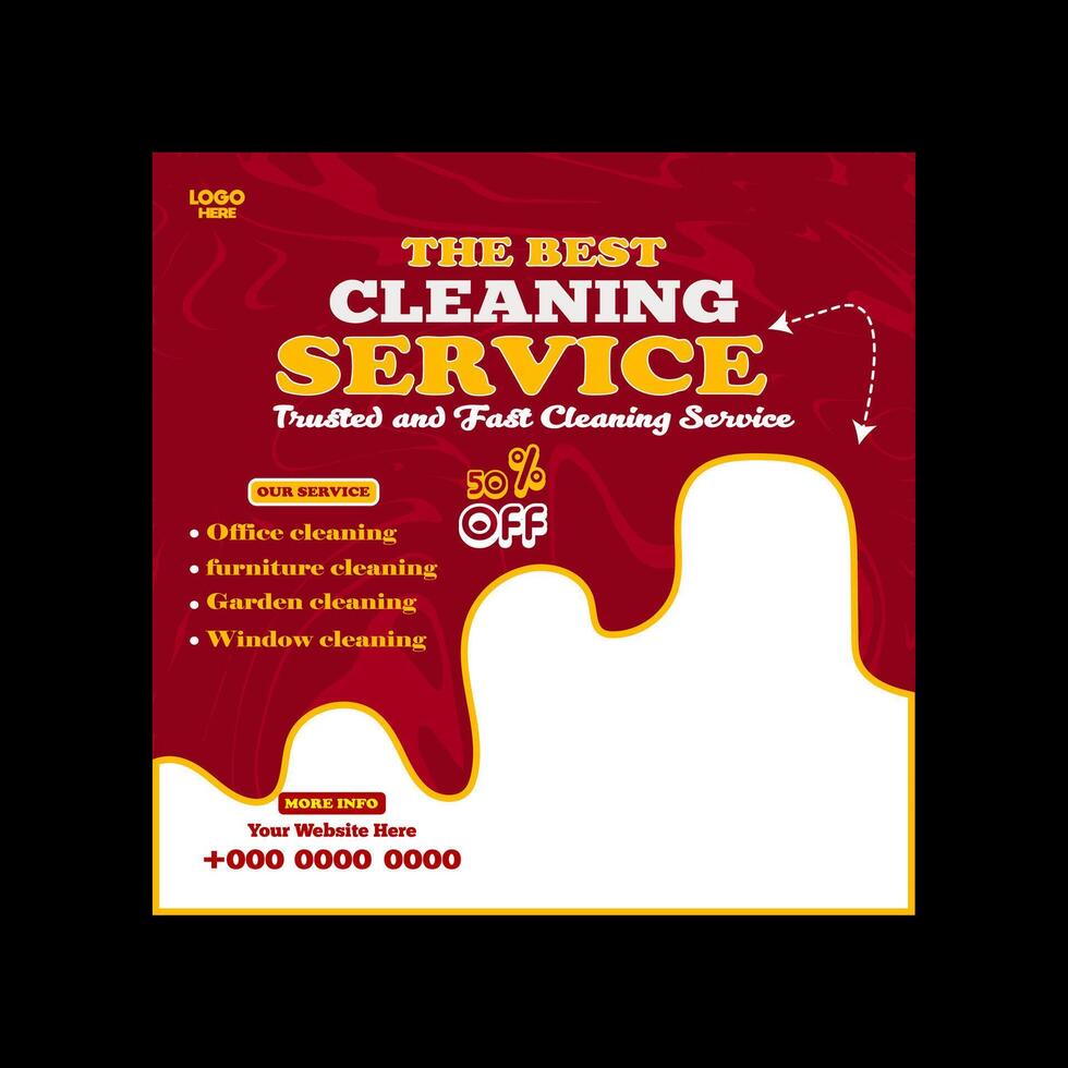 Reliable Cleaning service banner design and square social media post template vector