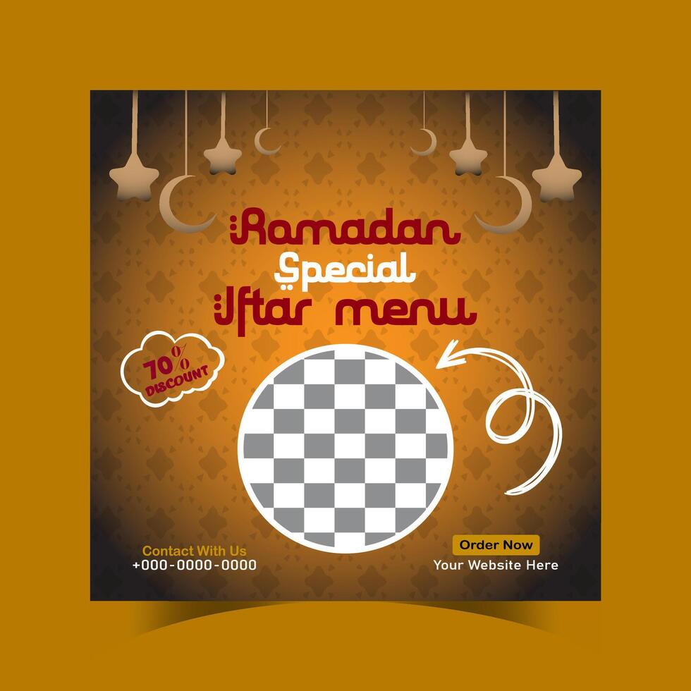Ramadan iftar menu food post design and social media banner template vector