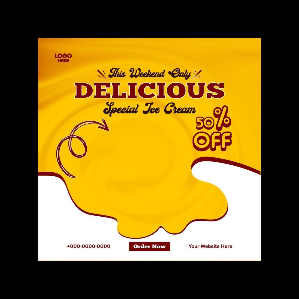 ice cream sale post design and social media banner template vector