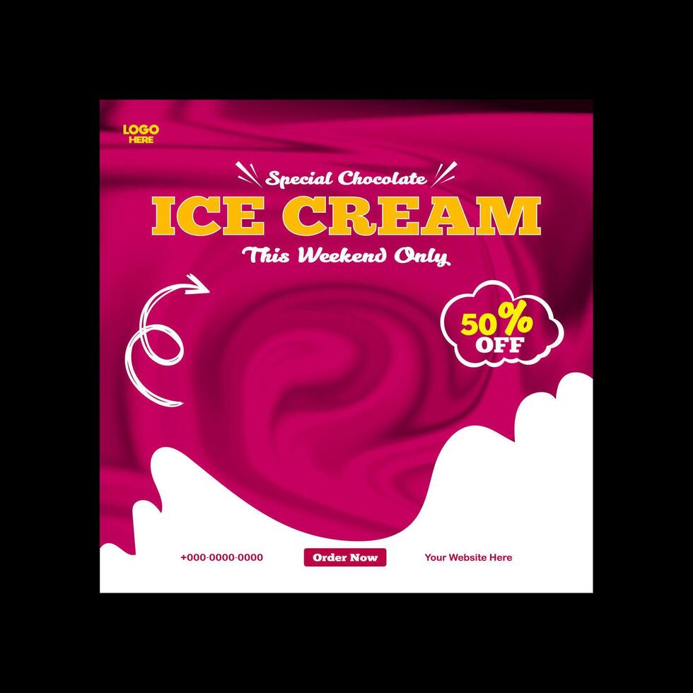 ice cream sale post design and social media banner template vector