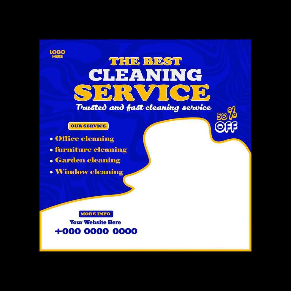 Reliable Cleaning service banner design and square social media post template vector