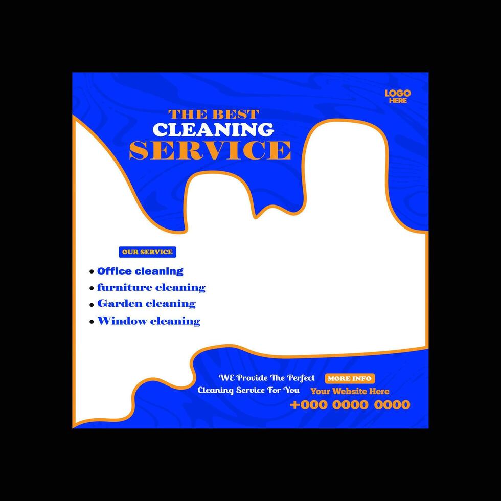 Reliable Cleaning service banner design and square social media post template vector